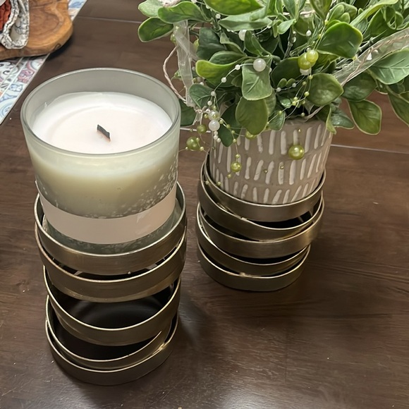 2 Uttermost Industrial Candle Holders Rustic Metal Twist Contemporary 4.5”W - Picture 2 of 15